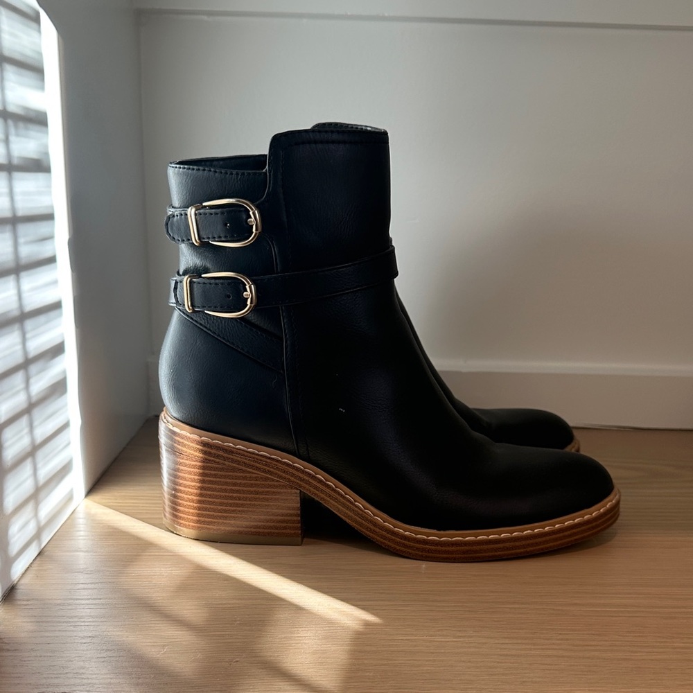 Black Leather Ankle Boots - Picture 3 of 7